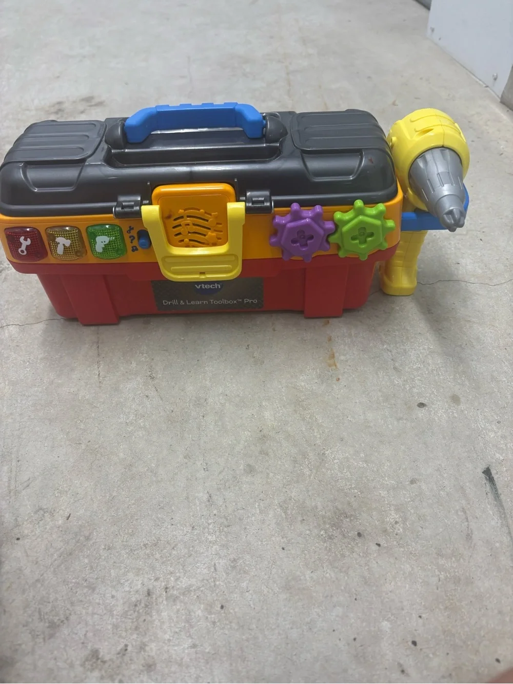 VTech Drill & Learn Toolbox Pro Pretend Play Tool Set w/ Toy Drill, Red Belt